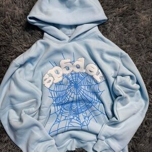 Authentic Sp5der Hoodie Light Blue Size Medium